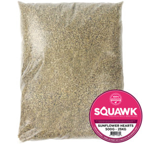 10kg SQUAWK Sunflower Hearts - Bakery Grade Seed Kernels No Mess Wild Bird Food