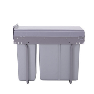 10L+20L Integrated Pull Out Kitchen Cabinet Under Counter Waste Recycling Bin Grey - 5