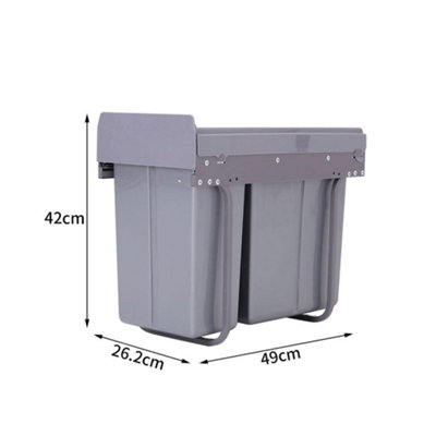 10L+20L Integrated Pull Out Kitchen Cabinet Under Counter Waste Recycling Bin Grey - 6