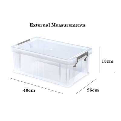 10L Clear Stacking Storage Box With Clip Lock Lid A4 Storage 40x26x15cm