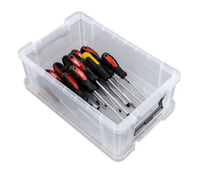 10L Clear Stacking Storage Box With Clip Lock Lid A4 Storage 40x26x15cm
