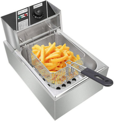 Electric Deep Fryer Stainless Steel with Basket and Lid 10L Large Capacity  Home Commercial Countertop Oil Frying Pot