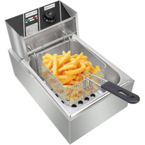 10L  Commercial Kitchen Electric Deep Fryer with Basket and Lid Countertop Stainless Steel