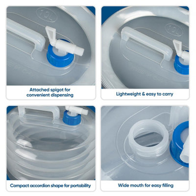 10L Foldable Water Container Water Bucket for Travel Collapsible Water Carrier - 8