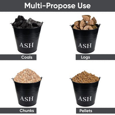 10L Metal Ash Bucket with Lid Storage Coal Bin - 6