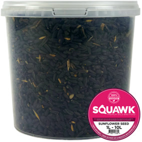 10L SQUAWK Black Oil Sunflower Seeds - Wild Garden Bird Food Oil Rich Feed
