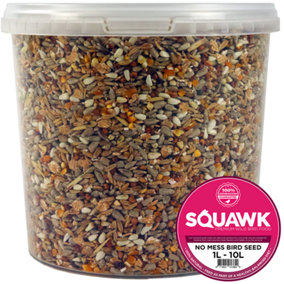 10L SQUAWK No Mess Seed Mix - Husk-Free Premium Grade Wild Bird Food Mixture