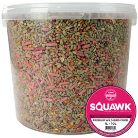 10L SQUAWK Premium Wild Bird Food - All Season Seed Quality Garden Feed Mix