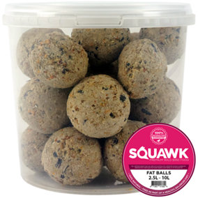 10L SQUAWK Suet Fat Balls - Wild Garden Bird Food High Energy Year Round Feed Treats