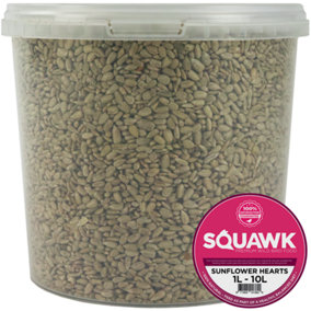 10L SQUAWK Sunflower Hearts - Bakery Grade Seed Kernels No Mess Wild Bird Food