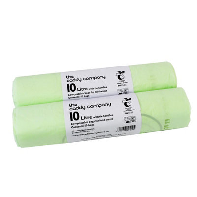 10L Tie-Handle Caddy Company Compostable Caddy Liners - 2 Rolls