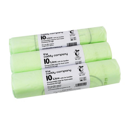 10L Tie-Handle Caddy Company Compostable Caddy Liners - 3 Rolls