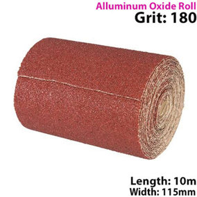 10m 180 Grit Aluminium Oxide Sand Paper Rolls Long Life Sanding Grinding Sheet