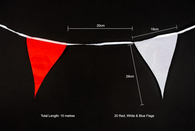 10M/33ft Triangle Bunting 20 Flags Polyester Red White Blue Banner