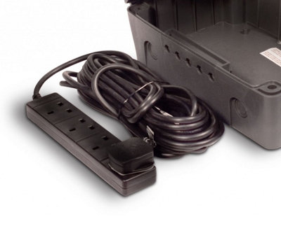10M 4 Gang Black Extension Lead 13A Masterplug Power Box Compatible