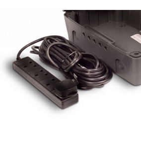 10M 4 Gang Black Extension Lead 13A Masterplug Power Box Compatible
