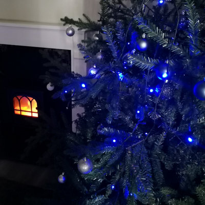 10m Battery Powered Multi Function 100 LED Electric Blue Christmas