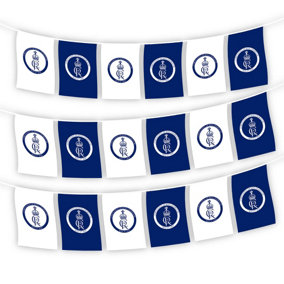 10m Bunting King Charles III Coronation Cypher Blue White Square 24 Flags