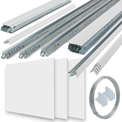 10m² Complete Suspended Ceiling Grid System With Easyclean & Wipeable ...