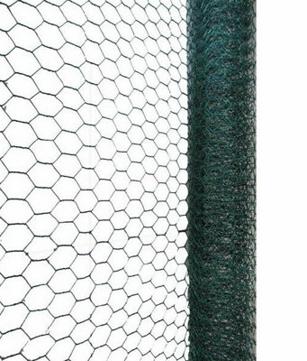 10m Green PVC Coated Galvanised Chicken Garden Wire Netting / Fencing