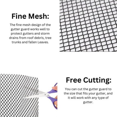 10m Guttering Mesh Guard Gutter Cover - Nylon Mesh Netting Outdoor Drain Cover - 4