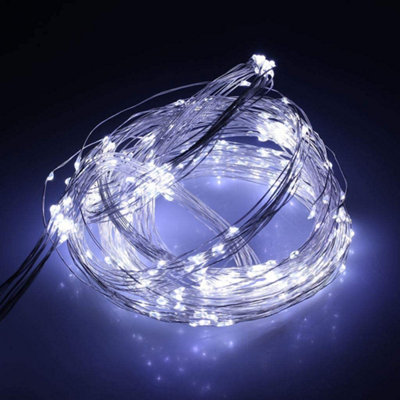 10M Long 100 Cool White LED Lights Micro Rice Silver Copper Wire Indoor Battery Operated Firefly String Fairy Lights