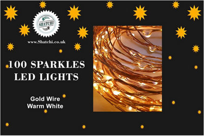 10M Long 100 Warm White LED Lights Micro Rice Gold Copper Wire Indoor Battery Operated Firefly String Fairy Lights - 3