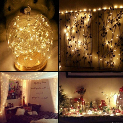 10M Long 100 Warm White LED Lights Micro Rice Gold Copper Wire Indoor Battery Operated Firefly String Fairy Lights - 4