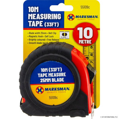 10M Measuring Tape Measurer 33Ft Grip Safety Lock Builders Carpenter Tool