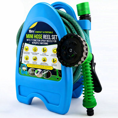 10m mini garden hose reel with spray nozzle compact lightweight hose ...