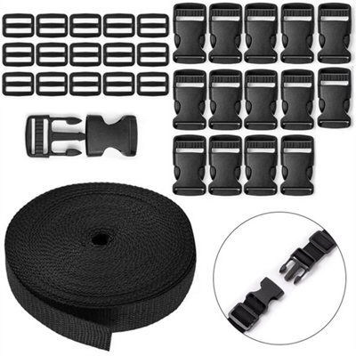 10m Nylon Webbing Straps with Plastic Side Release Buckles