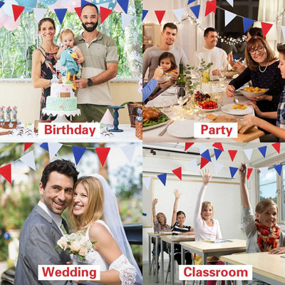 10M Red White and Blue Bunting Garland 20 Flags Union Jack Banner Party ...