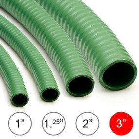 10M Reinforced Suction & Discharge Drain Pump Hose Wolf 3" (76mm) PVC Pipe for Flood Water, Ponds