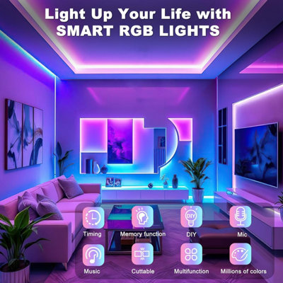 10M RGB LED Strip Lights for Bedroom, Bluetooth App-Controlled ...