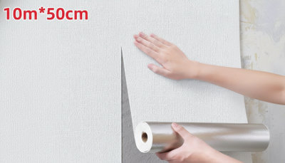 10M Thick Self Adhesive Thermal Insulation Linen Plain Wall Sticker