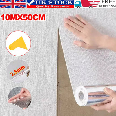 10M Thicken Self Adhesive Thermal Insulation Wallpaper Linen Plain Wall Sticker