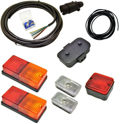 10m Trailer Light Wiring Kit Rear Lights, Front Markers, Plug, Junction Box DIY at B&Q