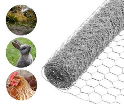 10M X 0.9M X 25mm Galvanised Chicken Wire Mesh Fence Net Rabbit Netting Fencing Cages Runs Pens