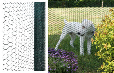 10M X 0.9M X 25MM PVC Coated Galvanised Chicken Wire Rabbit Mesh Fencing Aviary Fence Netting