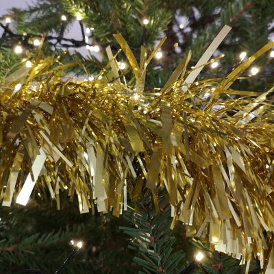 10m x 15cm Luxury Chunky Cut Tinsel Garland Christmas Tree Decoration - Gold