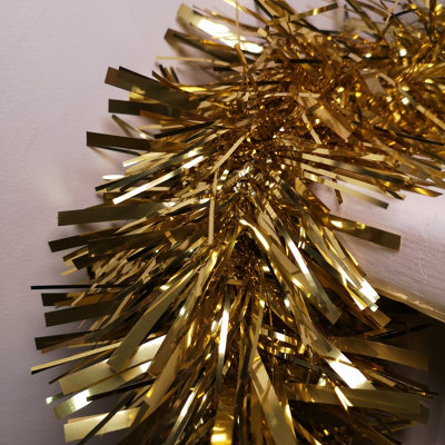 10m x 15cm Luxury Chunky Cut Tinsel Garland Christmas Tree Decoration - Gold - 3