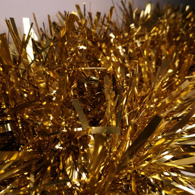 10m x 15cm Luxury Chunky Cut Tinsel Garland Christmas Tree Decoration - Gold - 4