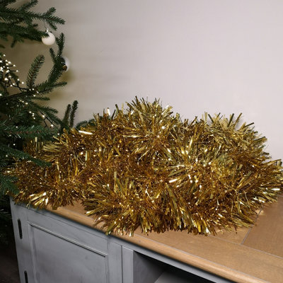 10m x 15cm Luxury Chunky Cut Tinsel Garland Christmas Tree Decoration - Gold - 5