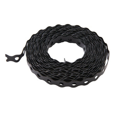 10m x 17mm Black Galvanised Steel Fixing Band Tape Strong Flexible Cable Ducting