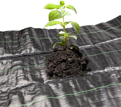 10m x 1m Heavy-Duty Weed Control Black Fabric Membrane 100GSM Polypropylene Corrosion Membrane - 5