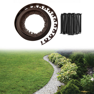 10m x 60mm high lengths of flexible edging for lawns,grass drives,paths and flower borders, in FOREST BROWN ,ideal for curves ,ben