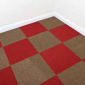 10m2 Sand And Scarlet Red Carpet Tiles