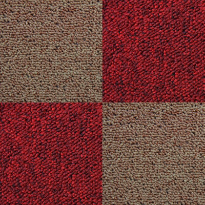 10m2 Sand And Scarlet Red Carpet Tiles
