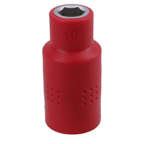 10mm 1/2in drive VDE Insulated Shallow Metric Socket 6 Sided Single Hex 1000 V