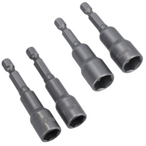 10mm + 13mm Magnetic Power Nut Setter Socket Driver with 1/4in Hex Shank 4pc